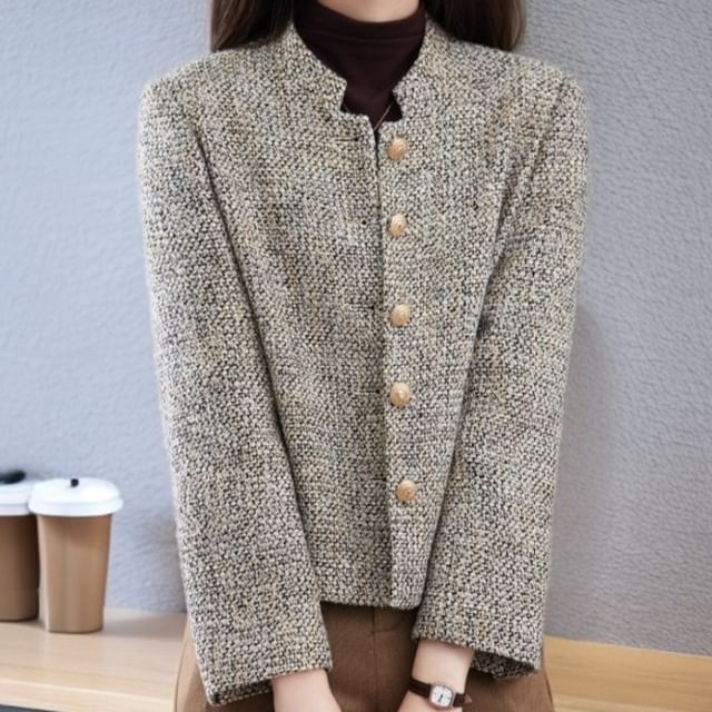 Tweed Button-Up Blazer