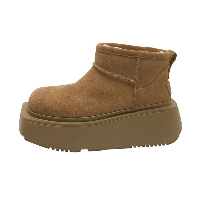 Fleece-Lined Platform Short Snow Boots