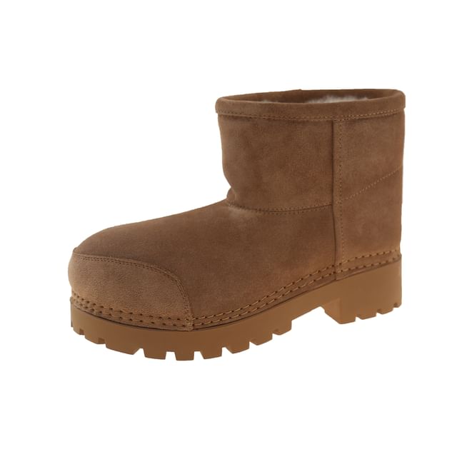 Faux Leather Fleece Lined Short Snow Boots