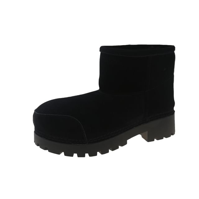 Faux Leather Fleece Lined Short Snow Boots