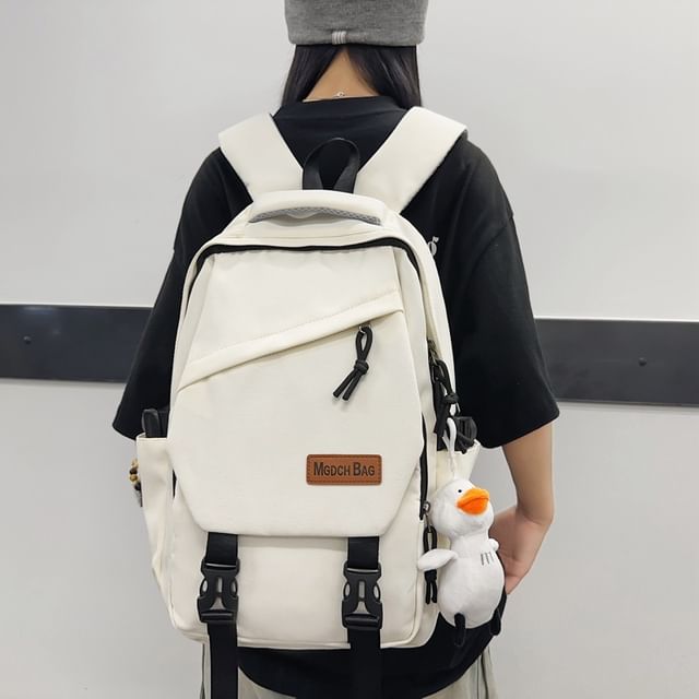 Plain Buckled Nylon Laptop Backpack / Bag Charm / Set