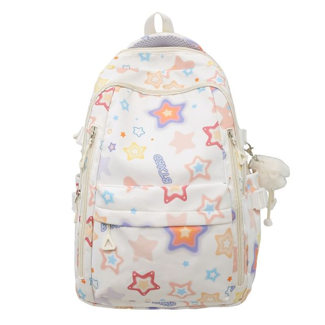 Star Print Nylon Laptop Backpack / Bag Charm / Set