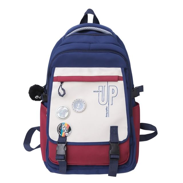 Lettering Print Nylon Laptop Backpack