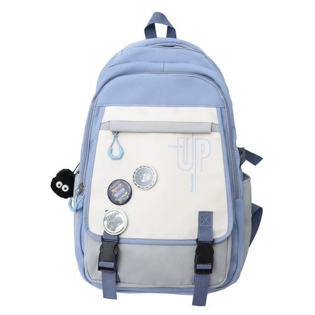 Lettering Print Nylon Laptop Backpack