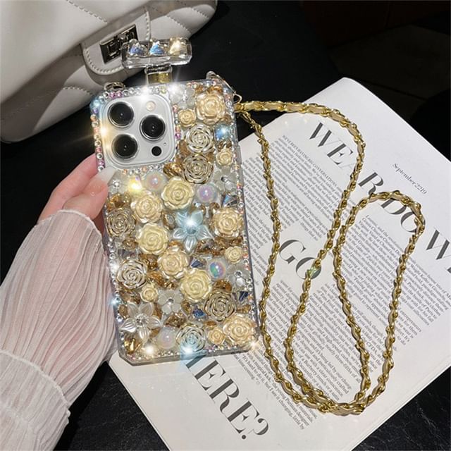 Case Galaxy Rose Lanyard Rhinestone Phone