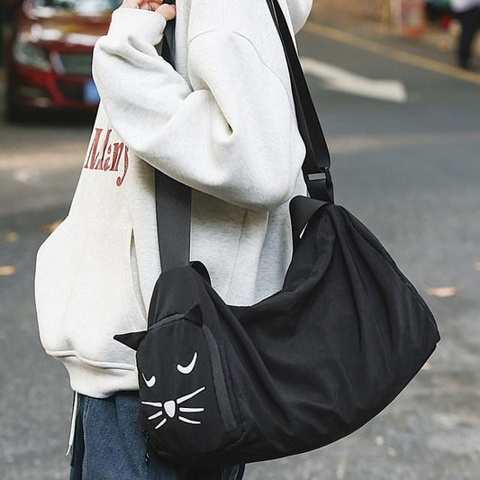Print Cat Nylon Bag Messenger