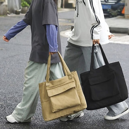 Canvas Tote Pocket Plain Bag Flap