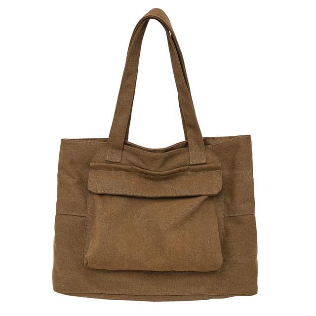 Canvas Tote Pocket Plain Bag Flap
