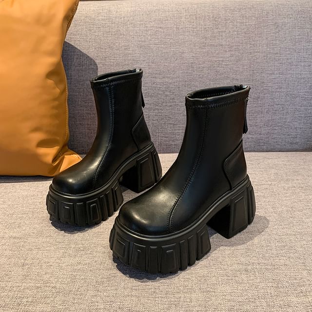 Faux Boots Platform Leather Short