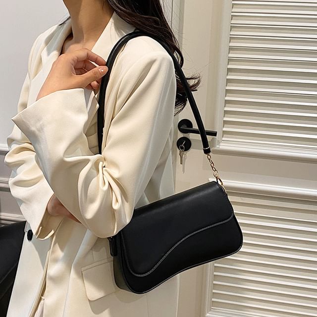 Faux Bag Leather Shoulder Asymmetrical