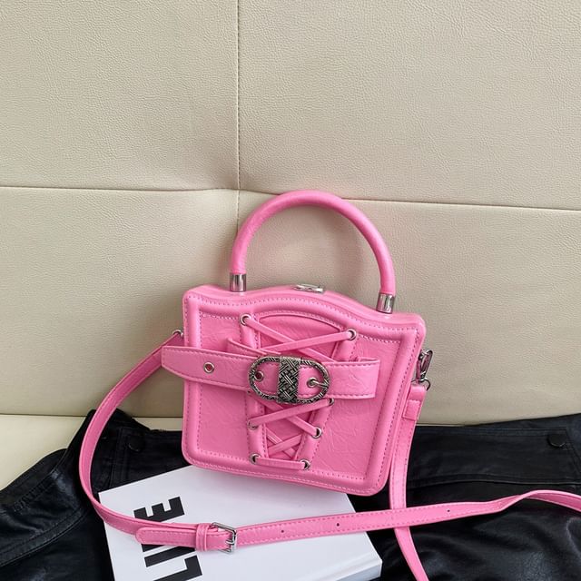 Lace-Up Buckled Crossbody Bag