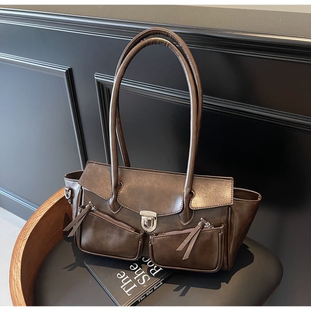 Faux Tote Multi-Pocket Bag Leather