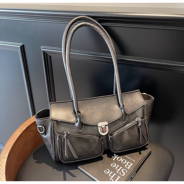 Faux Tote Multi-Pocket Bag Leather