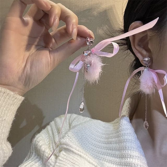 Earring Bowknot Rhinestone Dangle