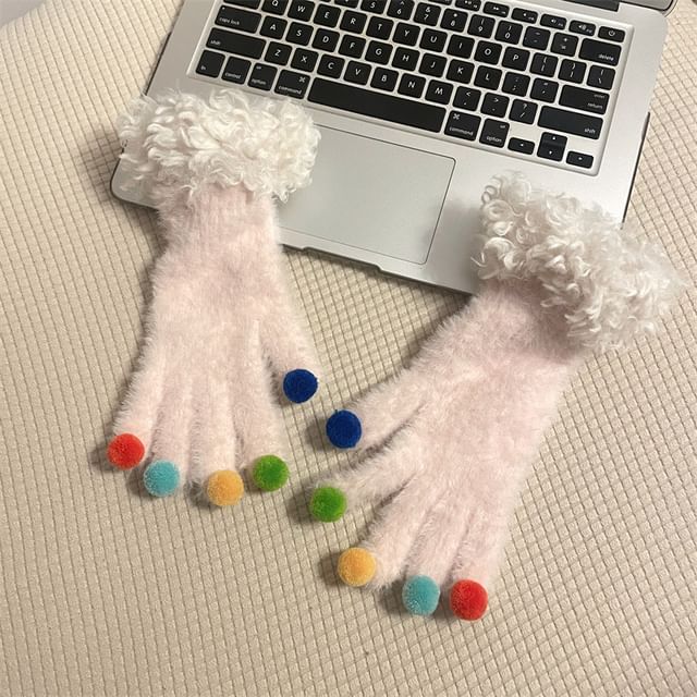 Gloves Two Fluffy Trim Tone