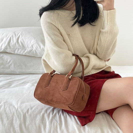 Crossbody Suede Faux Handle Top Bag