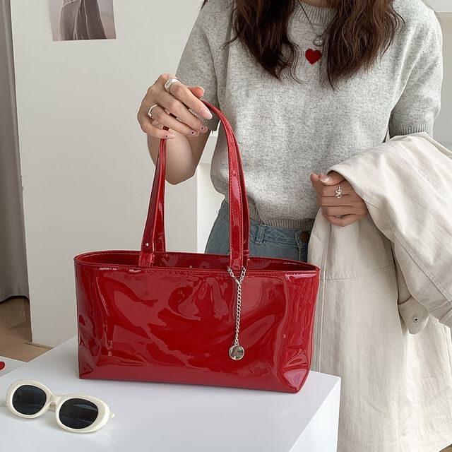Tote Faux Bag Plain Leather