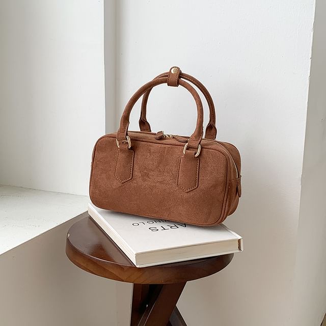 Crossbody Suede Faux Handle Top Bag