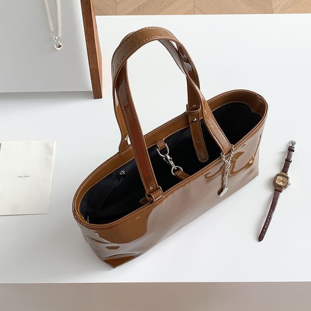 Tote Faux Bag Plain Leather