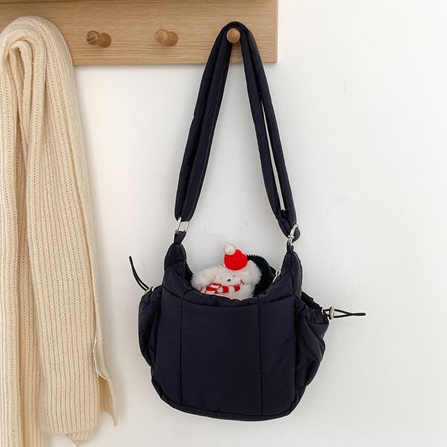 Nylon Crossbody Plain Bag Padded Drawstring