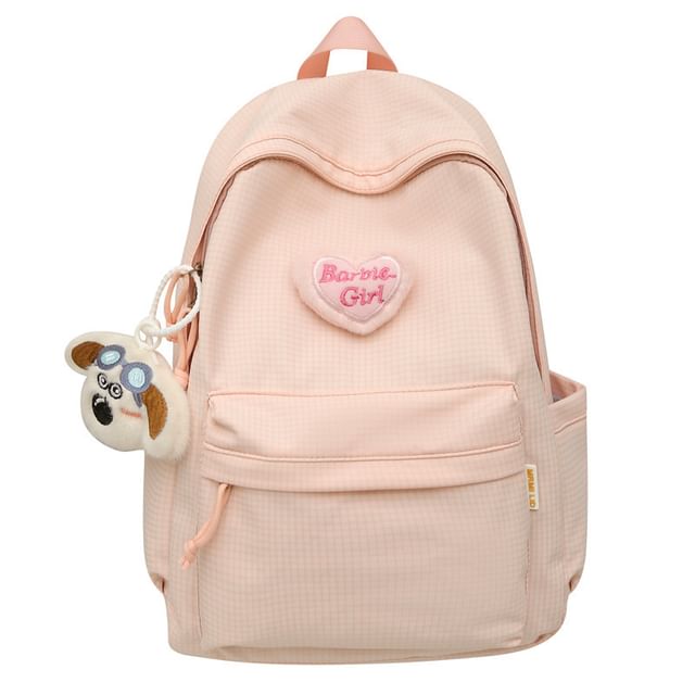 / Brooch Nylon Backpack Plaid Set