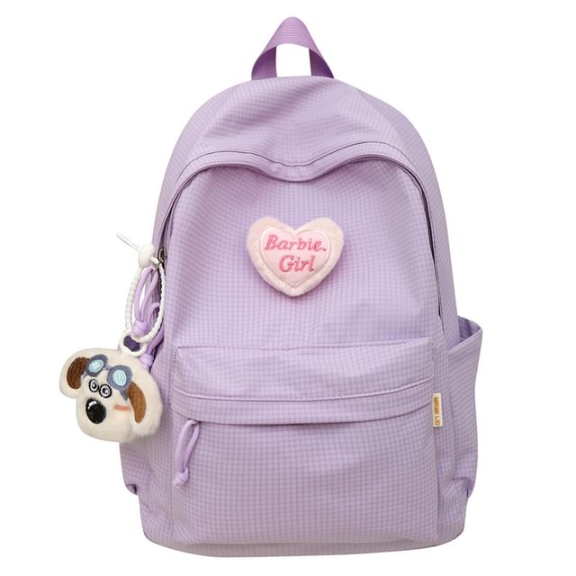 / Brooch Nylon Backpack Plaid Set