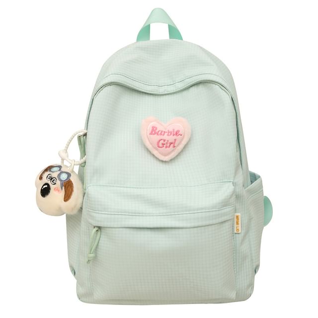 / Brooch Nylon Backpack Plaid Set