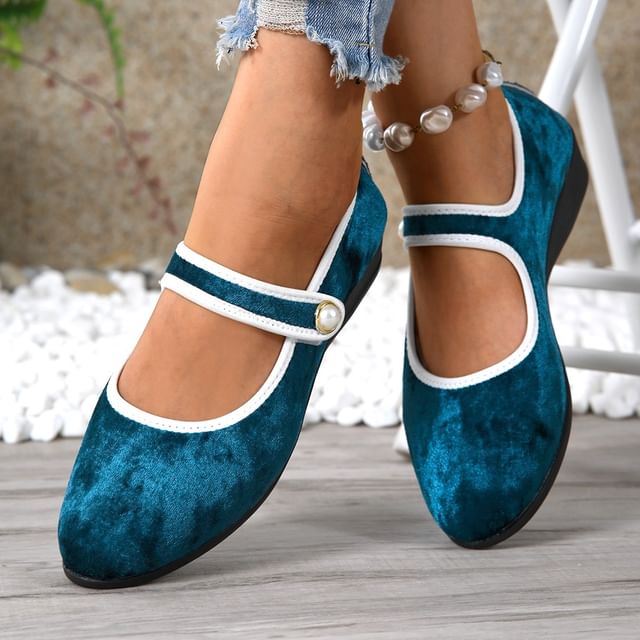 Contrast Shoes Trim Wedge Jane Mary