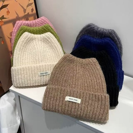 Lettering Knit Applique Beanie