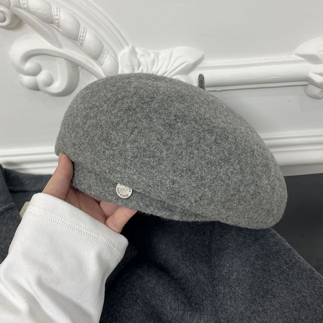 Disc Wool Beret Hat Metal