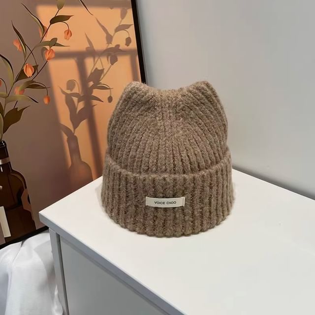 Lettering Knit Applique Beanie