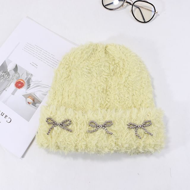 Metallic Beanie Bow Studded Chenille
