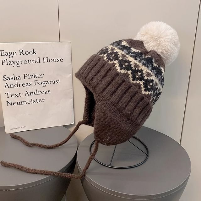 Pom Trapper Knit Hat