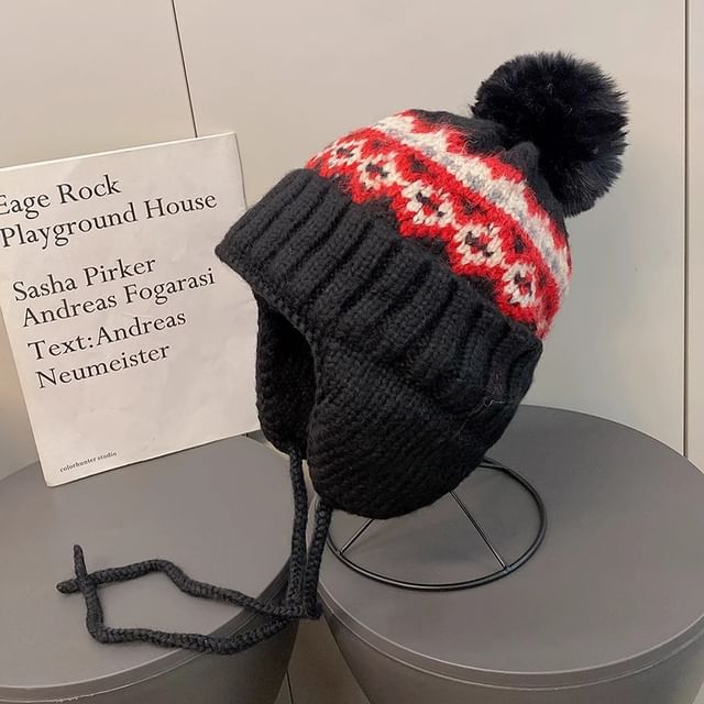 Pom Trapper Knit Hat