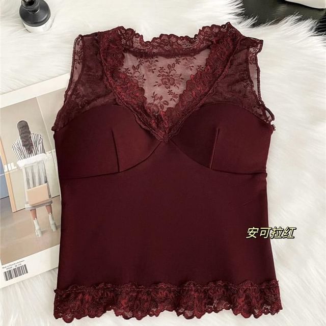 Lace Panel Sleeveless Tank