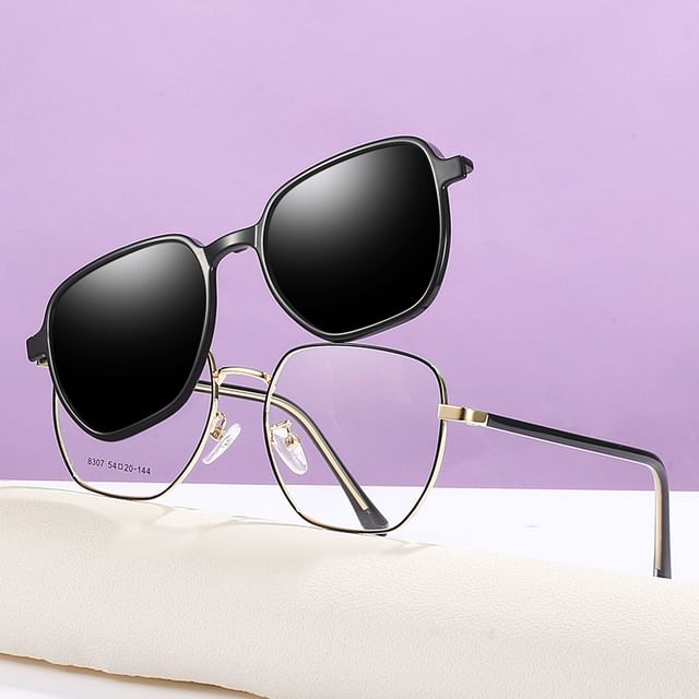 Frame Square Eyeglasses Clip-On Set: +