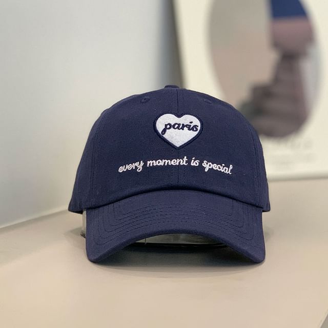 Cap Heart Embroidered