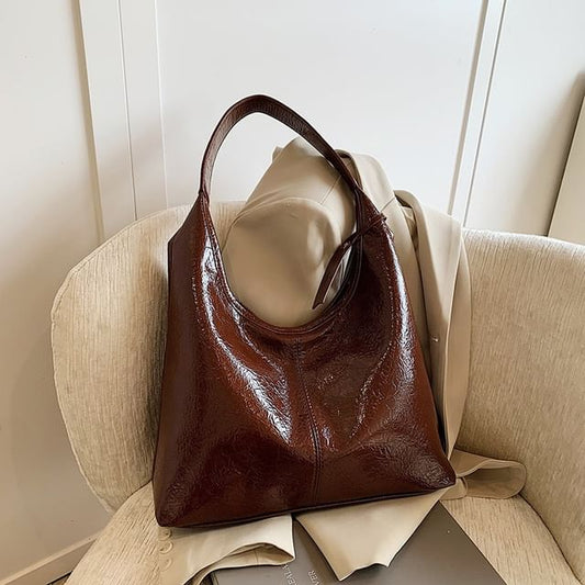 Leather Faux Plain Tote Bag