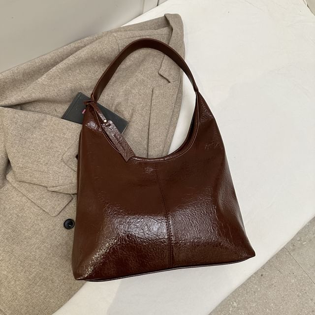 Leather Faux Plain Tote Bag
