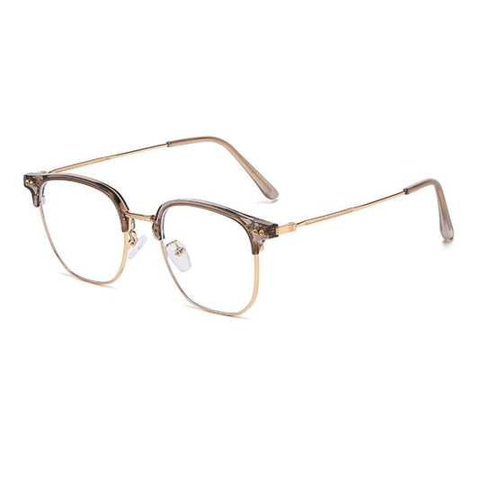 Light Frame Square Eyeglasses Blue Metal Blocking