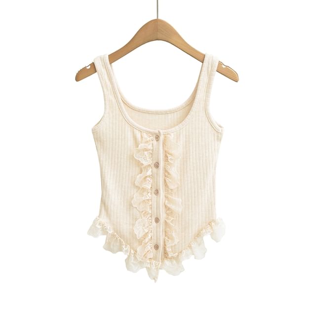 Button-Up Lace Crop Tank