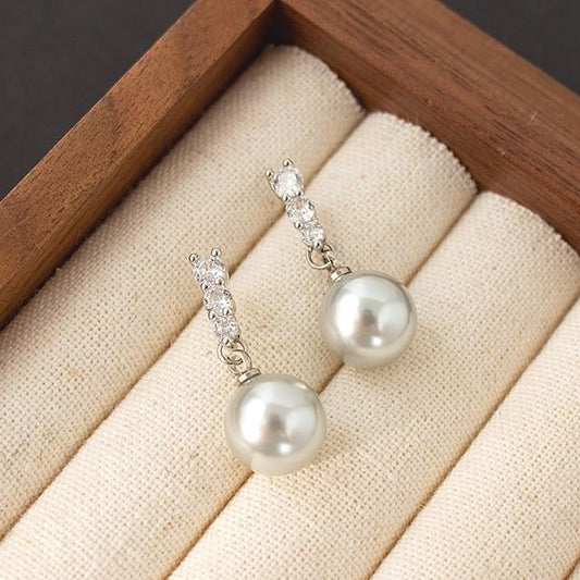 Faux Alloy Rhinestone Earring Pearl Dangle