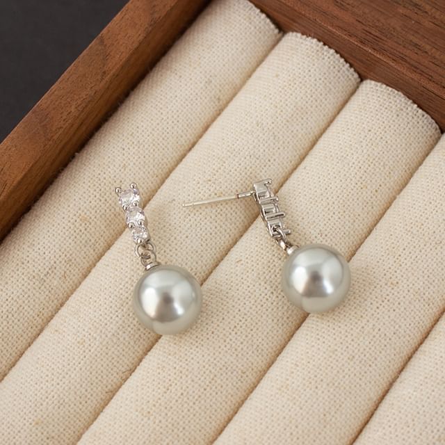 Faux Alloy Rhinestone Earring Pearl Dangle