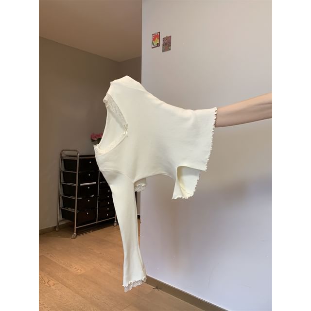 Lettuce Edge Lace Knit Top