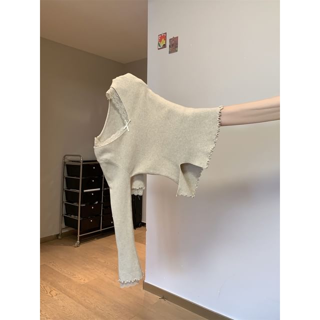 Lettuce Edge Lace Knit Top