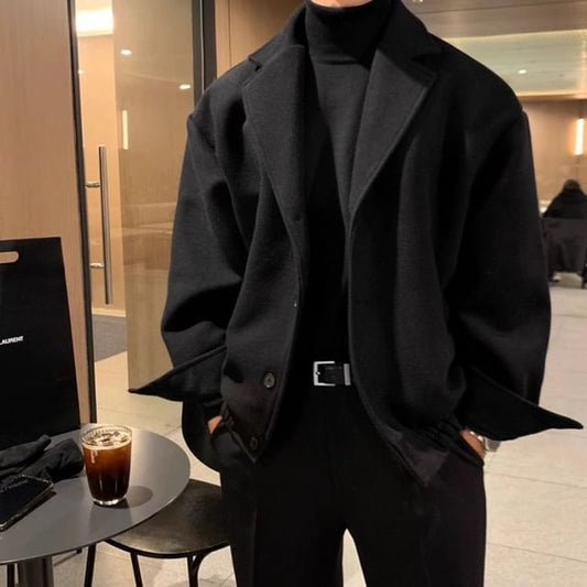 Lapel Collar Plain Single-Breasted Blazer