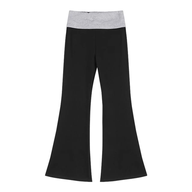 Tone Two Sweatpants / Zip Crop High Drawstring Bootcut Hoodie Plain Rise