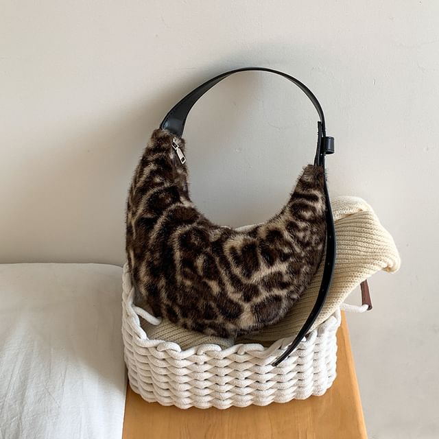 Bag Leopard Fluffy Print Shoulder