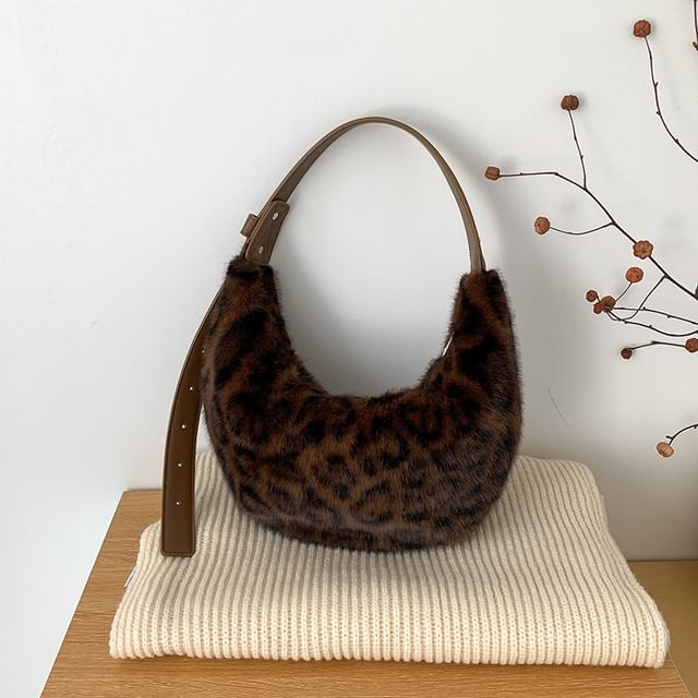 Bag Leopard Fluffy Print Shoulder
