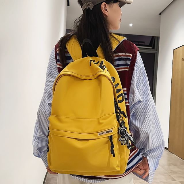 Charm Nylon Print Backpack Lettering Laptop / Set Bag